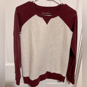 Eddie Bauer women’s pullover maroon and cream size small